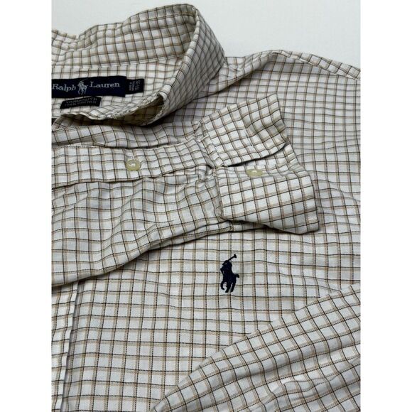 Ralph Lauren Yarmouth Tan/brown square box print size 16.5-35 - Picture 1 of 8